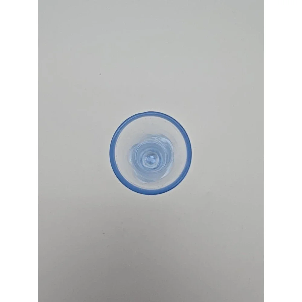 Vintage Art Glass Bud Vase Clover Foot Ice Blue Blown Glass